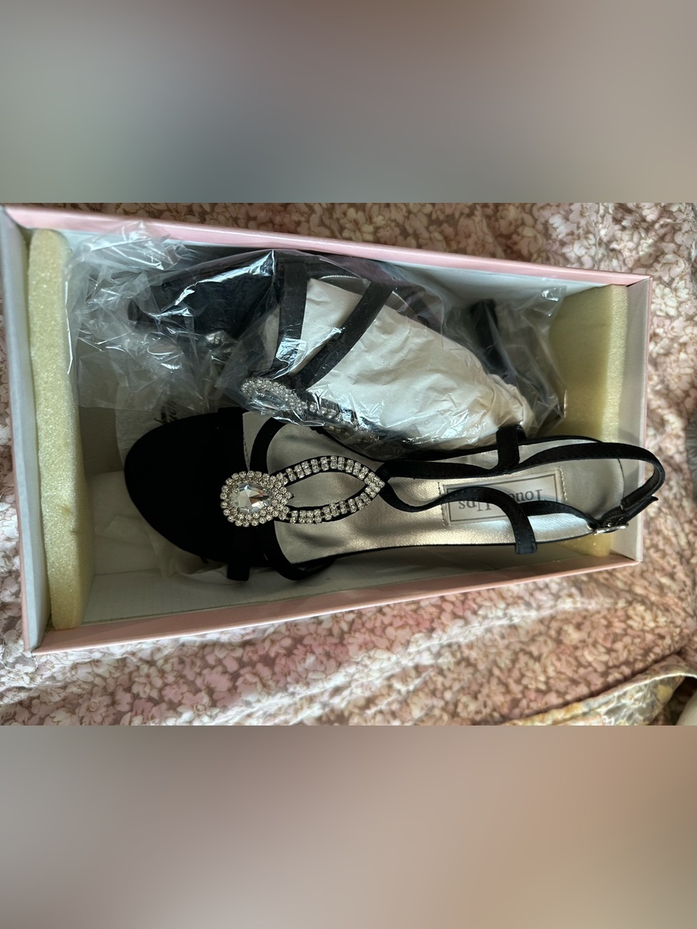 Touch Ups Black Crystal-Embellished Slingback Heels